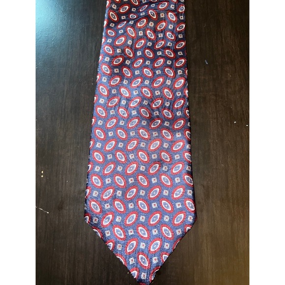 David‎ Taylor Men's Blue and Red Geometric Design polyester tie - Picture 1 of 8